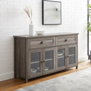 The Gray Barn 52-inch 2-Drawer, Glass Door Sideboard - Rustic Oak | Bed Bath & Beyond