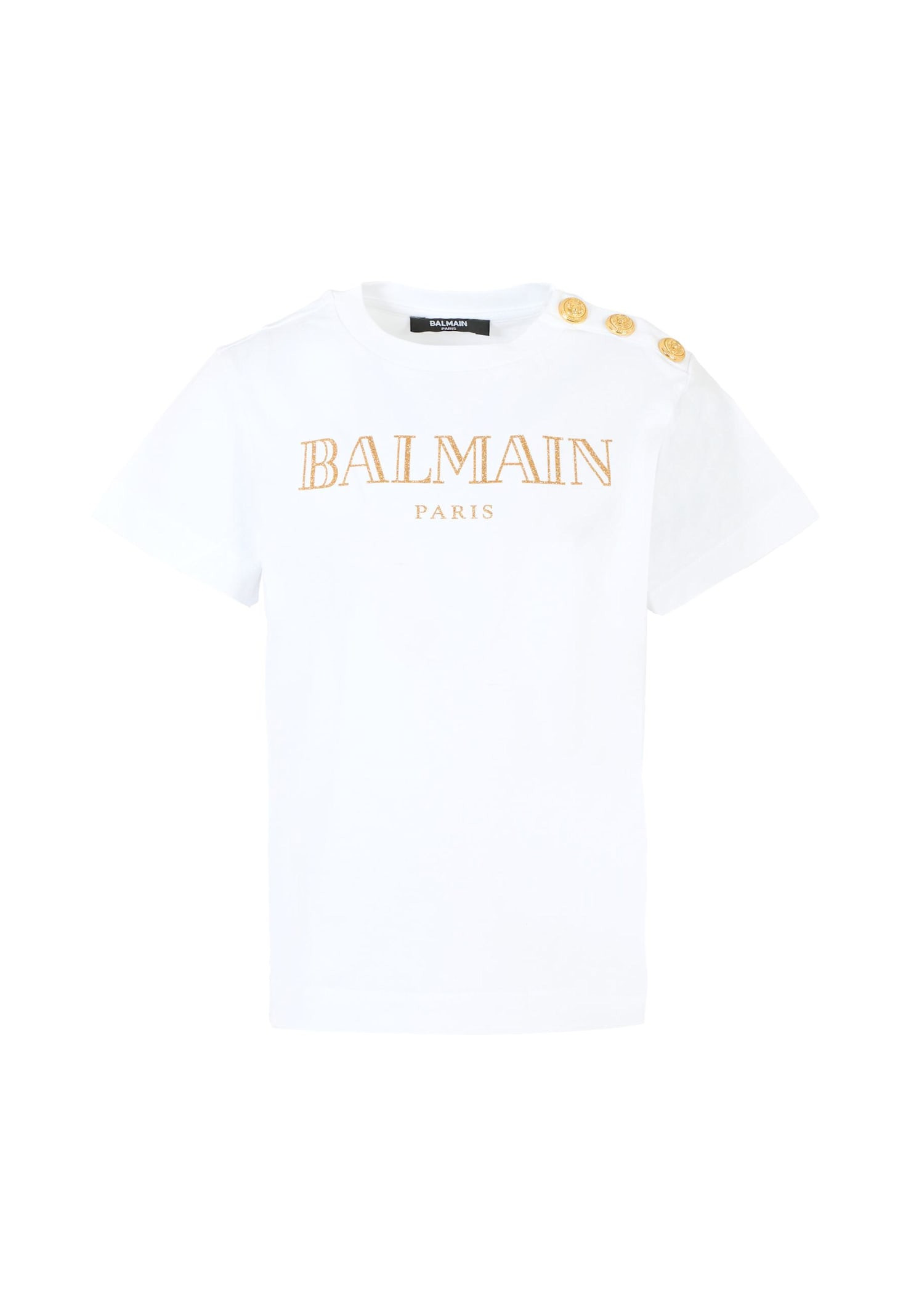 Balmain White T-shirt For Girl With Logo | Italist.com US