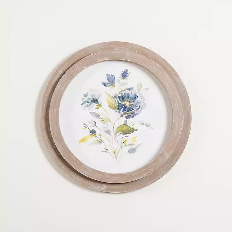 Round Blue Florals I Framed Art Print | Kirkland's Home