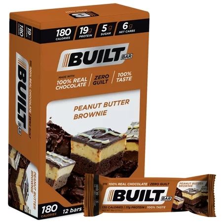 Built Bar Protein Bar Peanut Butter Brownie Gluten Free 12 count | Walmart (US)