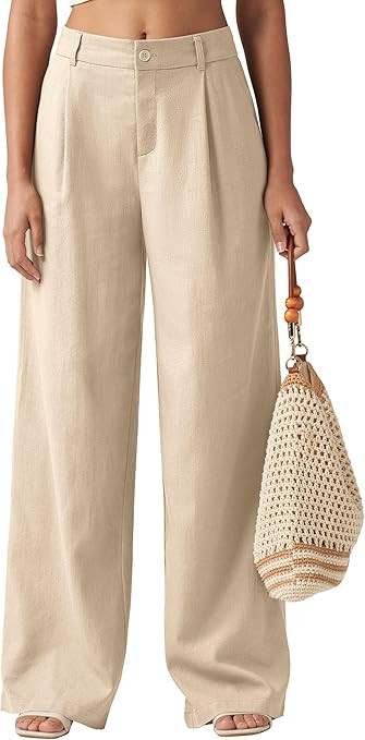 Willit Women's Linen Pants Wide Leg Work Dress Pants Casual Slacks Business Pants with Pockets | Amazon (US)