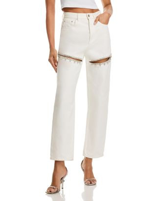 Crystal Slit Jeans in White | Bloomingdale's (US)