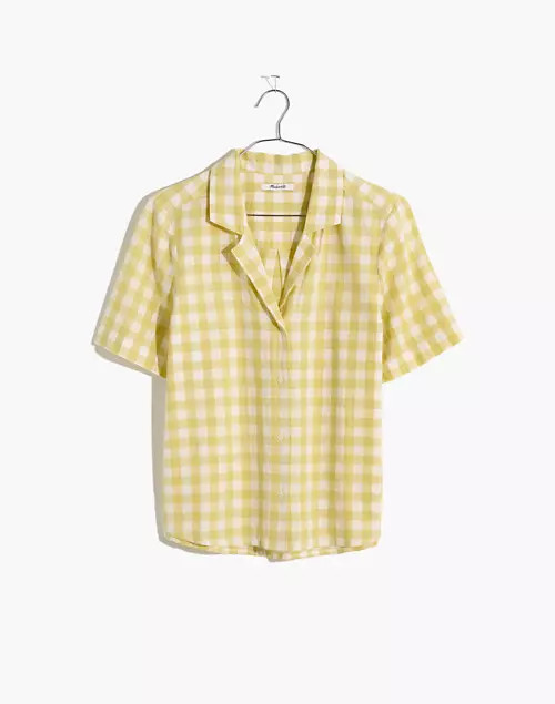 Cotton-Linen Boxy Camp Shirt in Gingham Check | Madewell