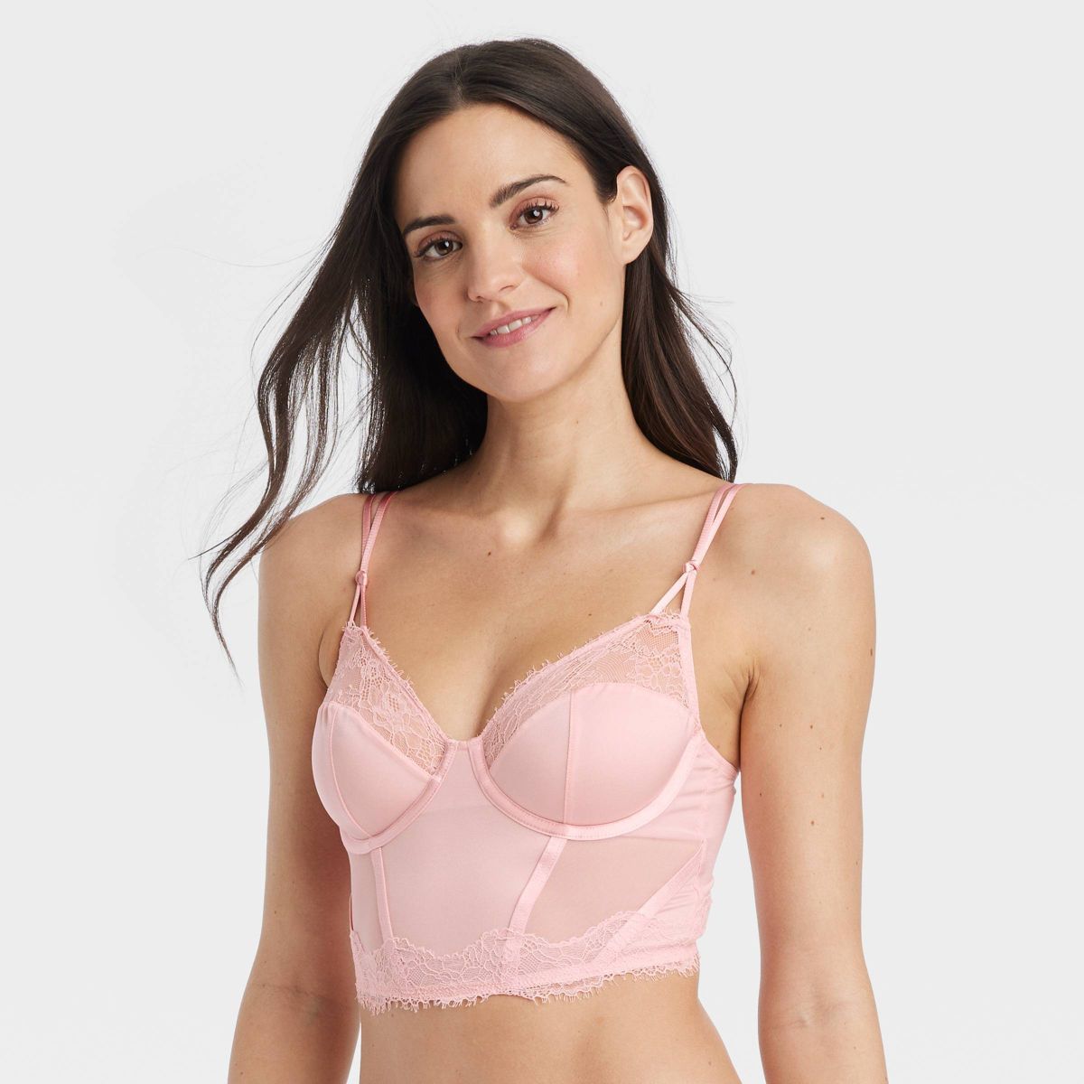 Women's Lace Lingerie Corset - Auden™ Pink M | Target