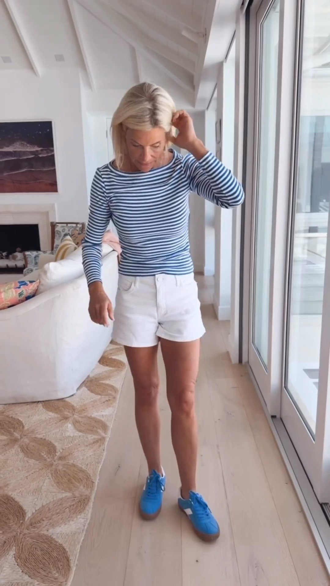 Casual outfit with blue sneakers and a fresh pop of color.

#LTKOver40 #LTKootd #LTKSaleAlert