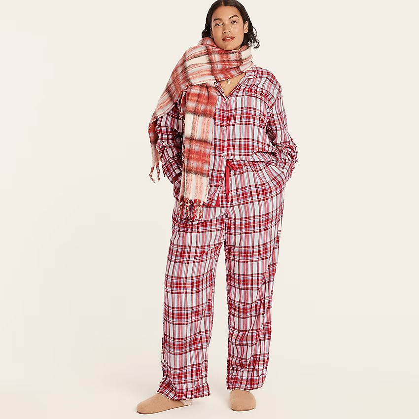 Flannel long-sleeve pajama set in Snowy Stewart tartan | J.Crew US