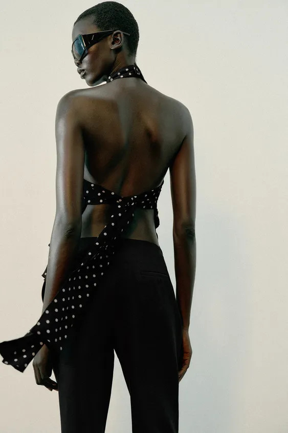 POLKA DOT RUFFLE HALTER TOP | Zara UK