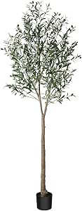 CROSOFMI Artificial Olive Tree Plant 83"（7Ft） Fake Topiary Silk Tree, Perfect Faux Plants in ... | Amazon (US)