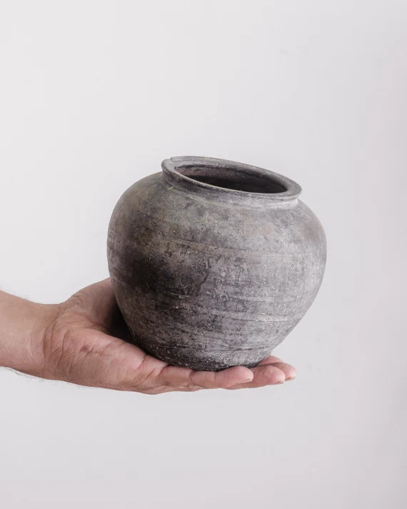 Small Vintage Black / Grey Clay Pot free Shipping | Etsy | Etsy (US)