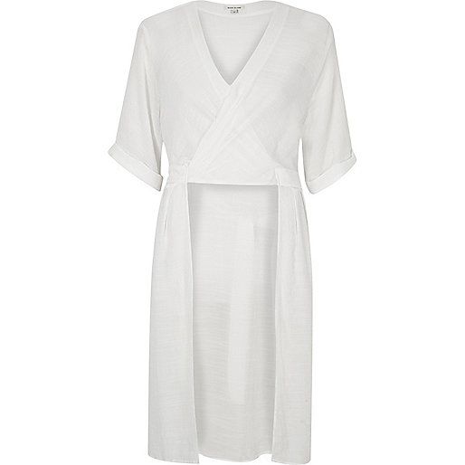 White wrap longline blouse | River Island (US)