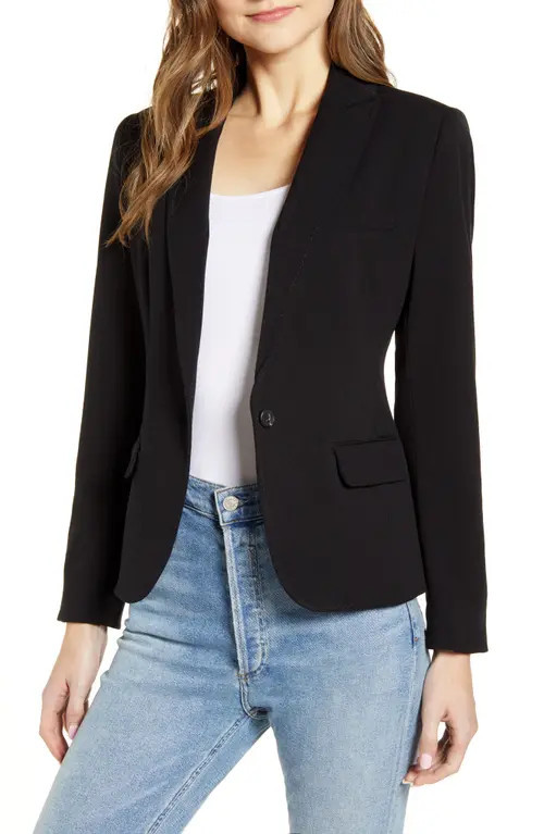 Vince Camuto Nina Classic Notched Collar Blazer in Rich Black at Nordstrom, Size 6 | Nordstrom