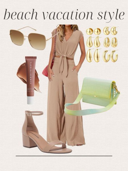 Daily Amazon finds, beach vacation outfit inspo, vacation outfit, two piece set,  earrings, handbag, sandals, sunglasses, lipgloss, beach vacation, spring break, Amazon outfits, Amazon fashion, spring outfit, summer outfit

#LTKFindsUnder50 #LTKStyleTip #LTKItBag
