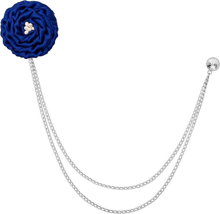 HAWSON Flower Brooch Pin with Chain & Crystal for Men Women Wedding Party, Handmade Lapel Pin Dre... | Amazon (US)