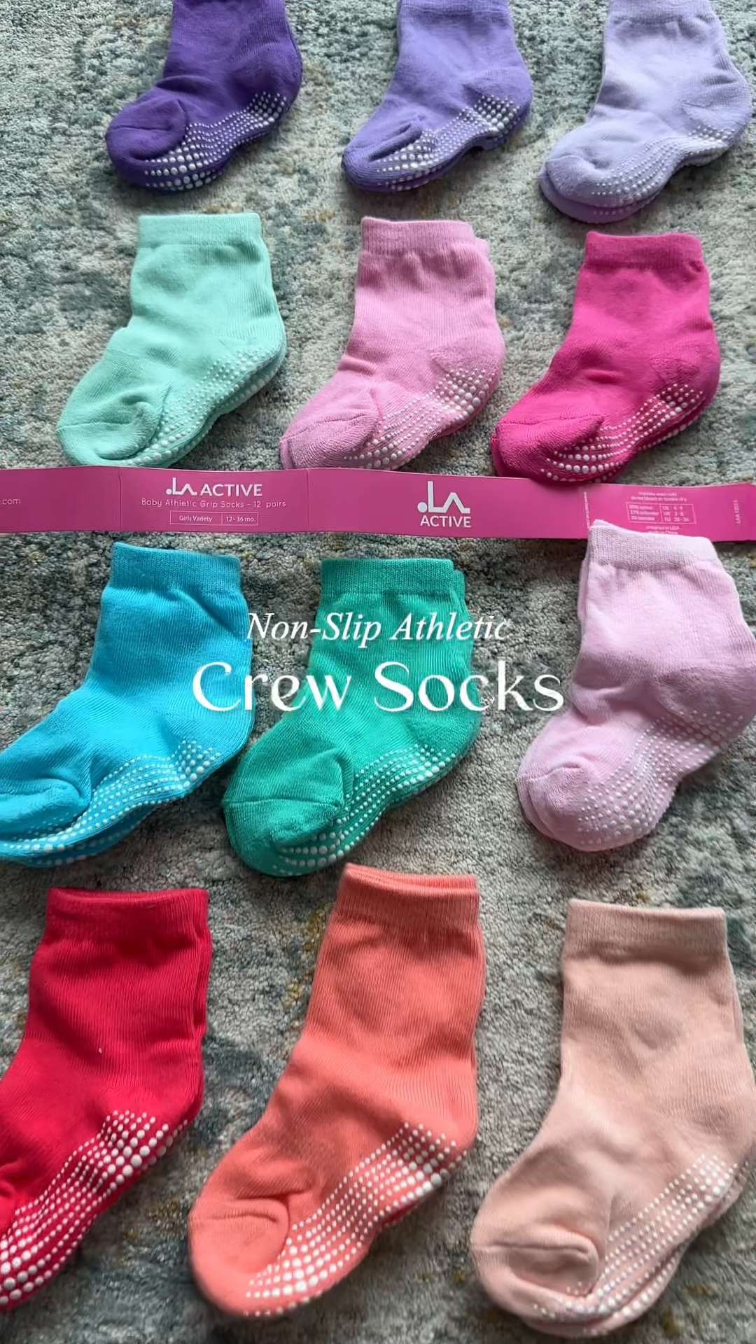 Such a great everyday essential for babies and toddlers 🦶 The grippy bottoms help add traction for crawling, standing, and those early walking days. Soft, stretchy, and comfy enough for everyday wear around the house or daycare. 👶 #toddleressentials #nonslipsocks #babyfinds #comfortforkids #parentapproved 

#LTKFindsUnder50 #LTKBaby #LTKKids