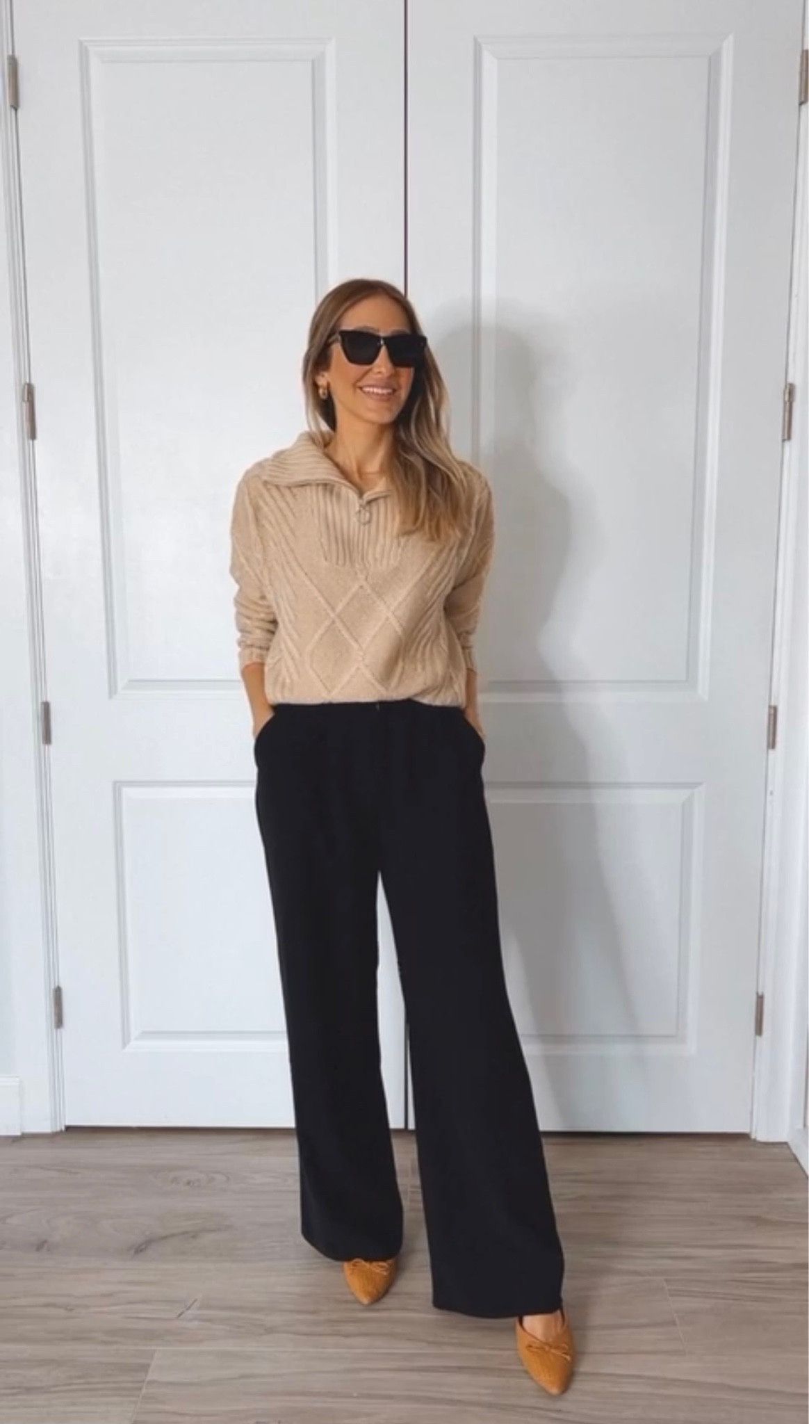 Perfect fall outfit. Loving these flats, all of their soles are padded and they are so comfortable. Great quality.
I’m wearing a size small/2 long. For your reference, I am 5’9”.

#LTKSeasonal #LTKworkwear #LTKover40