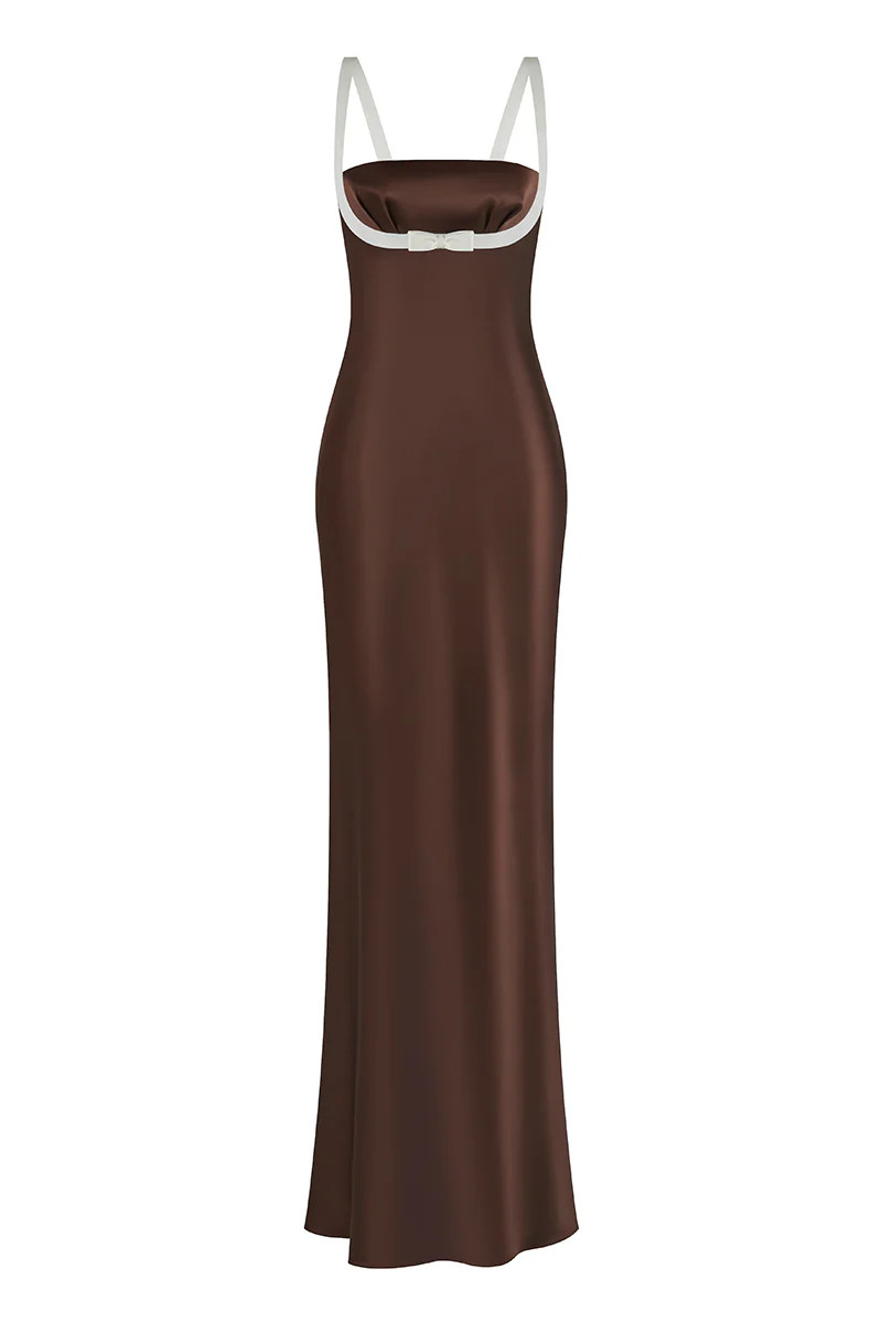 MINI BOW MAXI DRESS IN DARK BROWN | Stolen Stores | CULT MIA | CULT MIA UK LTD