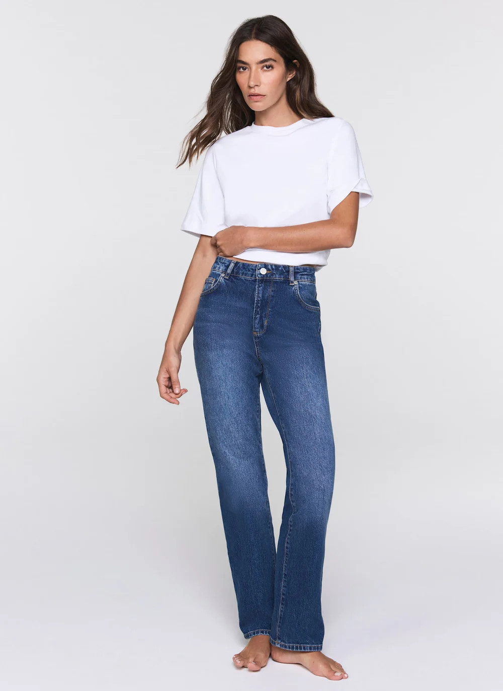 Mid Indigo Straight Jeans | Mint Velvet