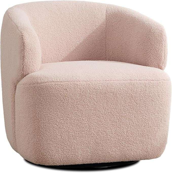 SOFTHION Swivel Accent Chair, Sherpa Teddy Barrel Chair for Living Room, Cozy Round Boucle Arm Ch... | Amazon (US)