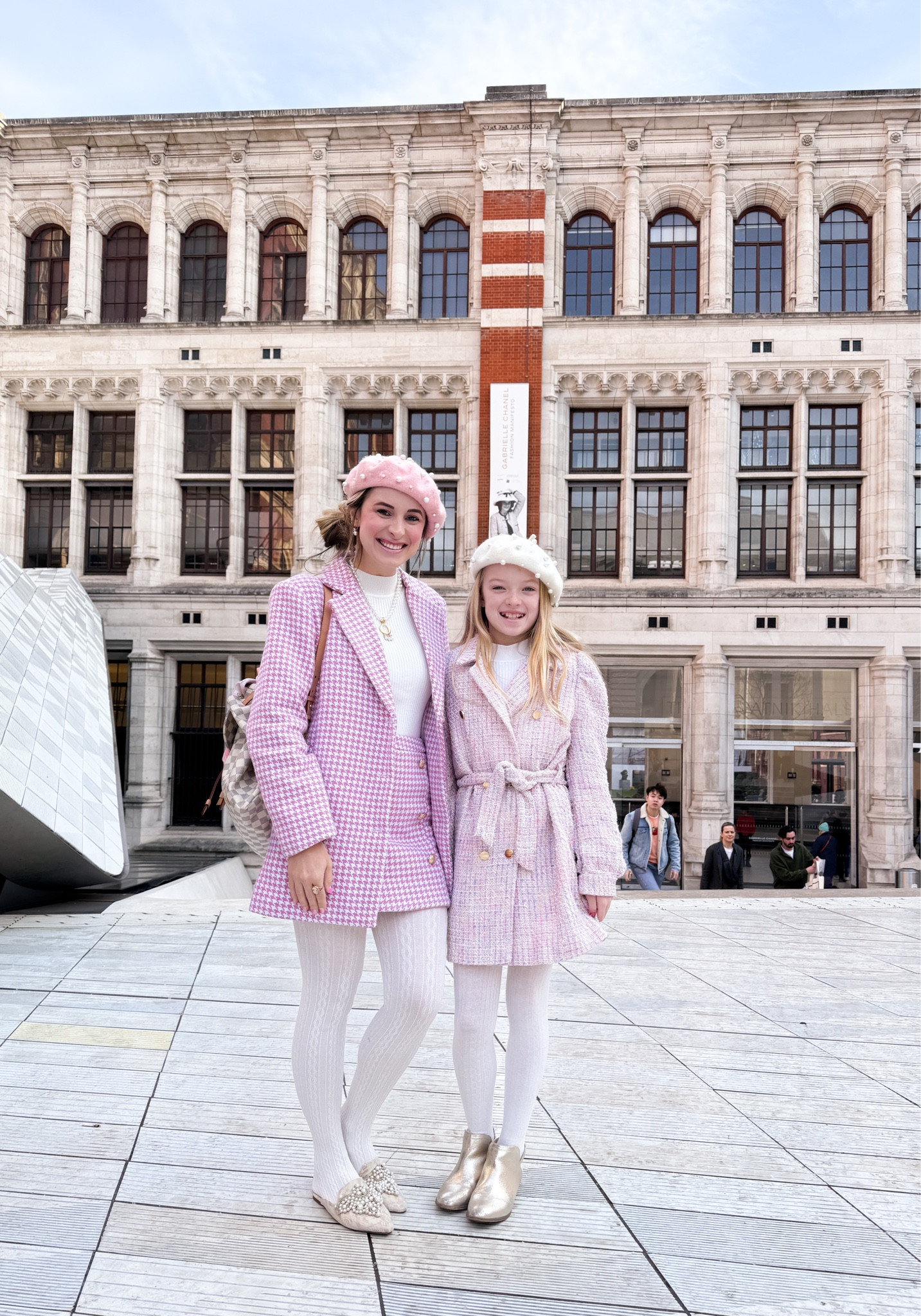Classic style. Gossip girl. Houndstooth. Chic look. Beret. Chanel. Mommy and me. Mommy daughter matching. 

#LTKkids #LTKfamily