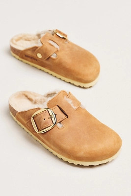 Birkenstock Boston Big Buckle Shearling Clogs | Anthropologie (US)