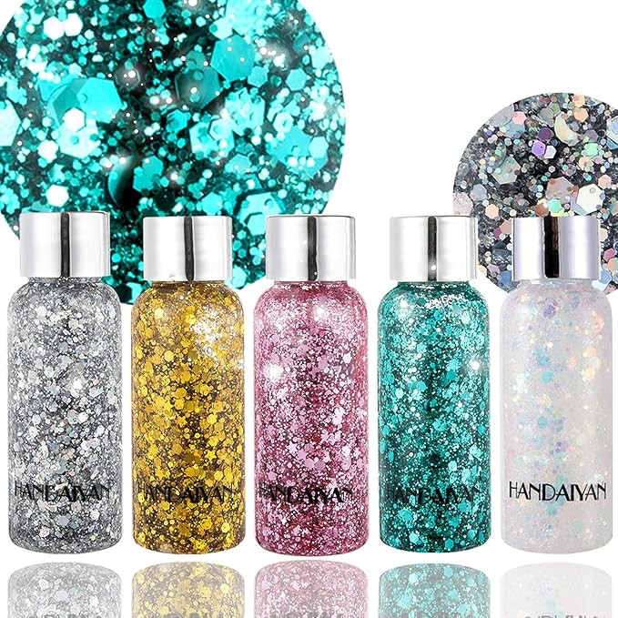 Body Glitter Holographic Glitter Liquid for Festival Make Up,Face Glitter Sequins Chunky for Hair... | Amazon (US)