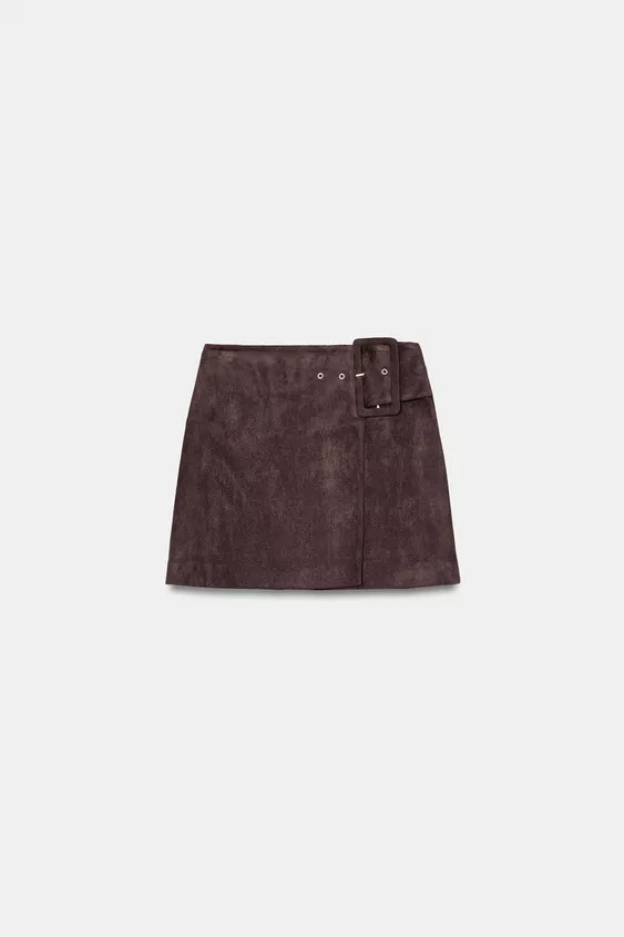 FAUX SUEDE MINI SKIRT WITH BUCKLE | Zara US