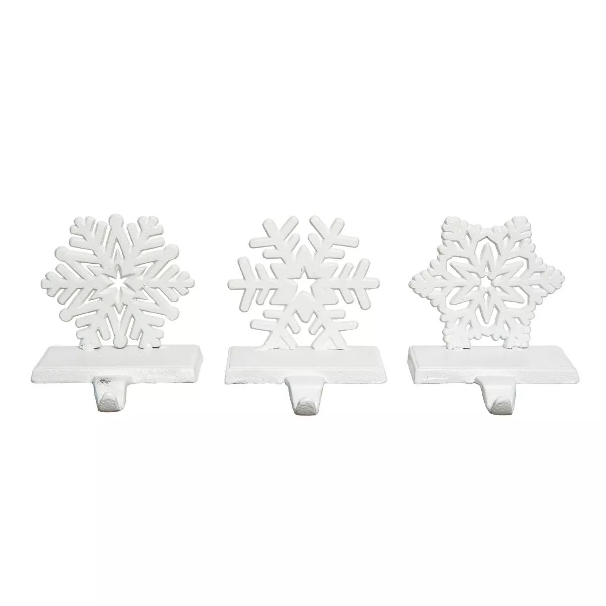Transpac Metal 5.51 in. White Christmas Snowflake Stocking Holder Set of 3 | Target