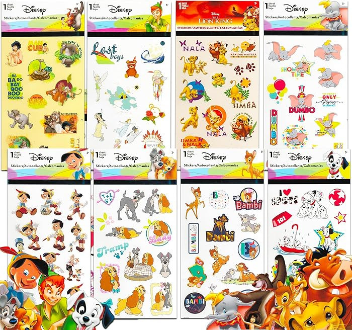 Classic Disney Stickers Party Favors Mega Assortment ~ Bundle Includes 16 Disney Sticker Sheets F... | Amazon (US)