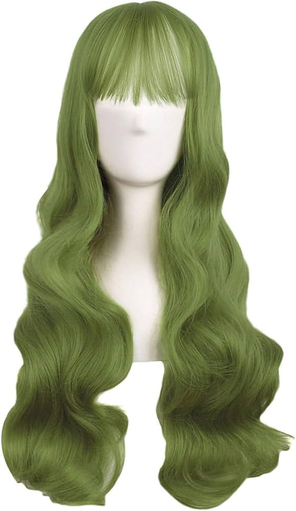 MapofBeauty 28 Inch/70cm Beautiful Special Color Air Bangs Long Wavy Curly Lolita Cosplay Wig (Li... | Amazon (US)