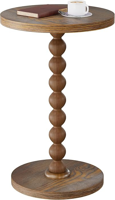 Round Side Table, Drink Table for Small Spaces, Modern Accent Nightstand with Rubberwood Leg for ... | Amazon (US)