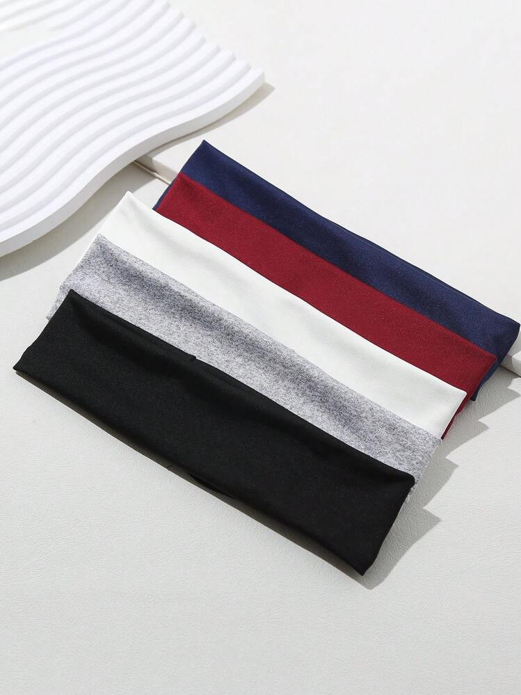 5pcs Spring/Summer Lightweight Sweat-Absorbent & Anti-Slip Solid Basic Color Headband For Daily L... | SHEIN