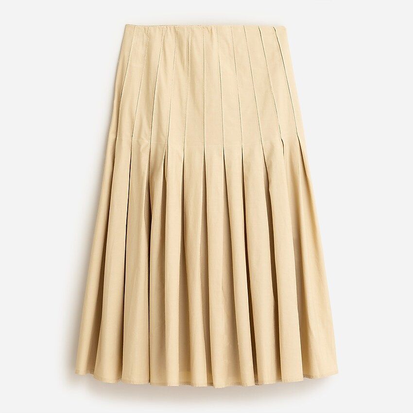 Pleated cotton poplin midi skirt | J.Crew US
