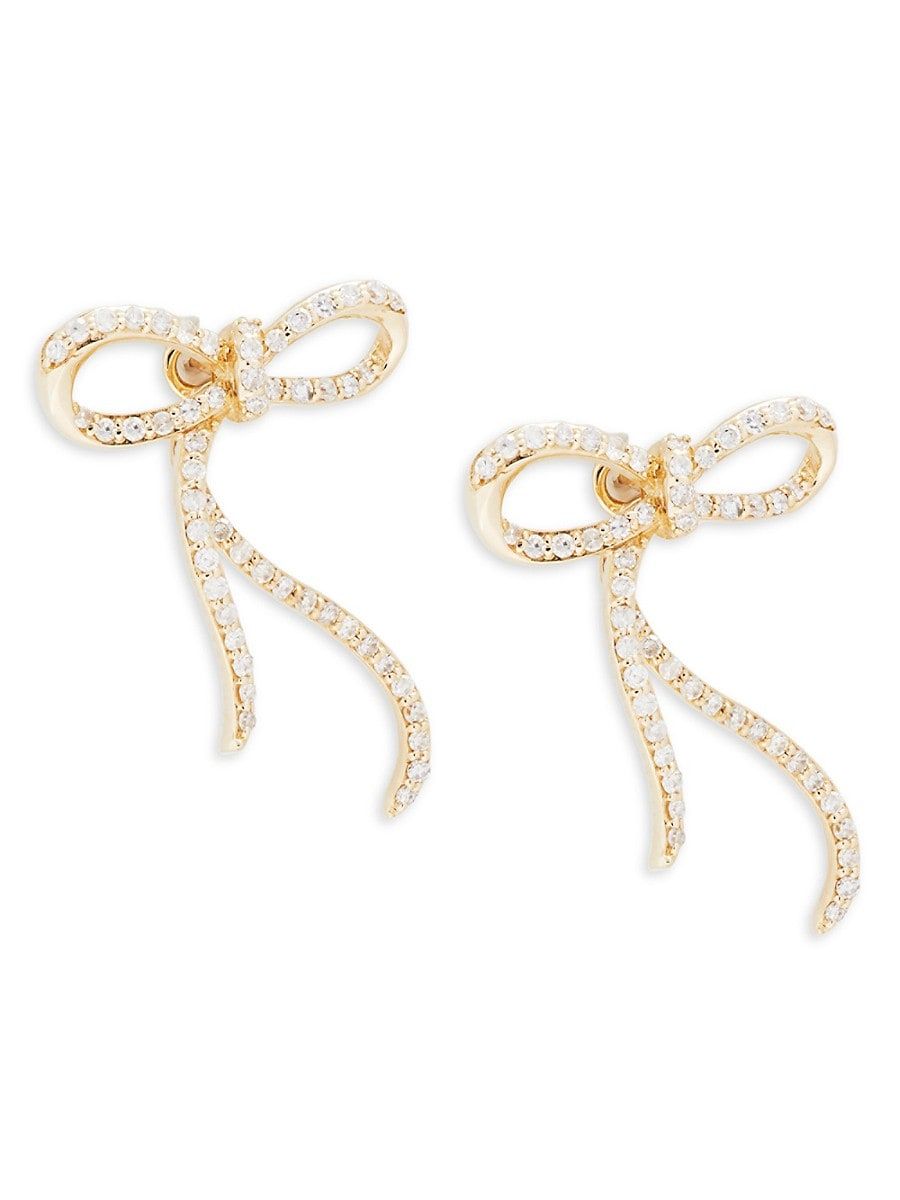 Saks Fifth Avenue Women's 14K Yellow Gold & Diamond Bow Earrings | Saks Fifth Avenue OFF 5TH