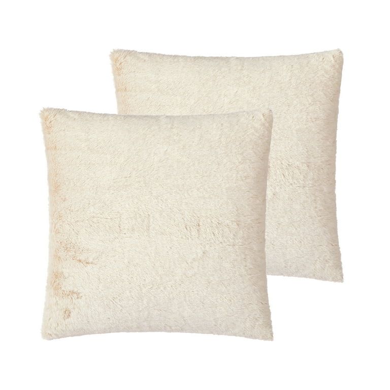 Better Homes & Garden Set of Two Faux Fur Decorative Pillows with Down Alternative Fille, Beige, ... | Walmart (US)