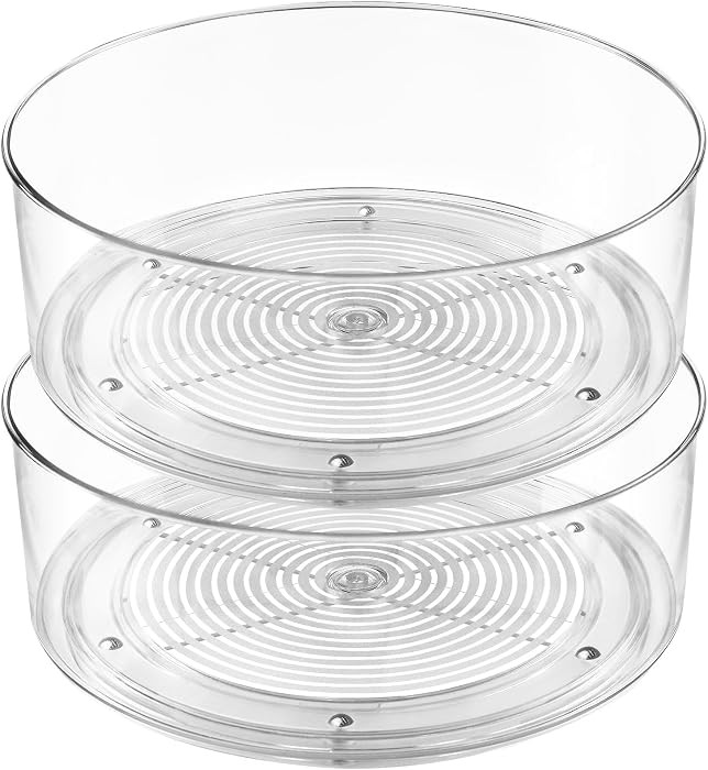 Lazy Susan Organizer, 2pcs 360 Degree Rotating Turntable Organizer, Round Plastic Clear Lazy Susa... | Amazon (US)