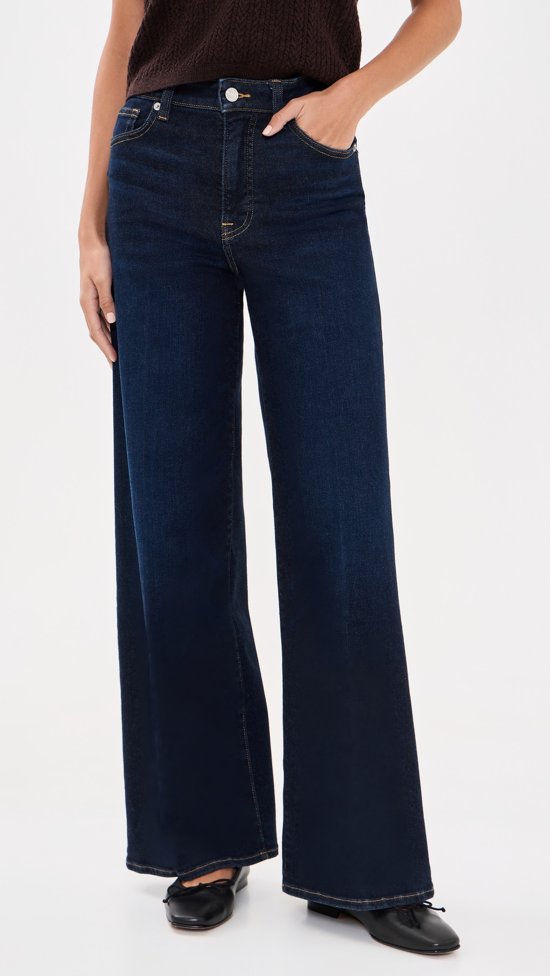 Good American Soft Tech Good Waist Palazzo Ankle Jeans Indigo1308 2 | Shopbop