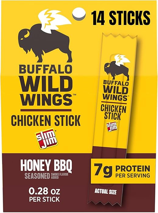 Slim Jim Chicken Sticks, Buffalo Wild Wings Honey BBQ Seasoned, 7g Protein per Serving, Snack Siz... | Amazon (US)