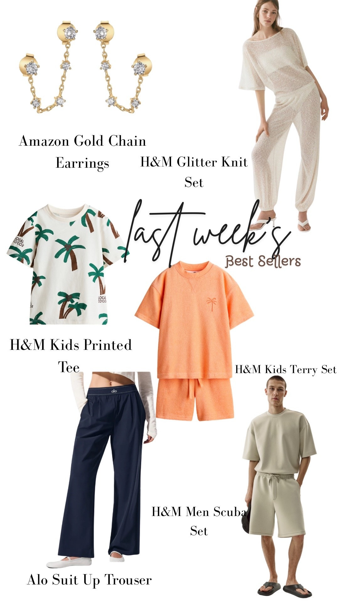 Best Sellers OTW

Amazon Gold Chain Earrings, H&M Glitter Knit Set, 
H&M Kids Printed Tee, H&M Kids Terry Set, Alo Suit Up Trouser, H&M Men’s Scuba Set

#LTKSeasonal #LTKMens #LTKBaby