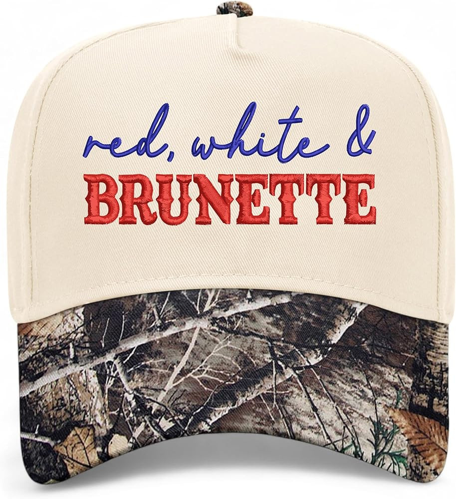 Red, White, & Brunette Hat | Premium Vintage Trucker Hat with Adjustable Snapback for Men and Wom... | Amazon (US)