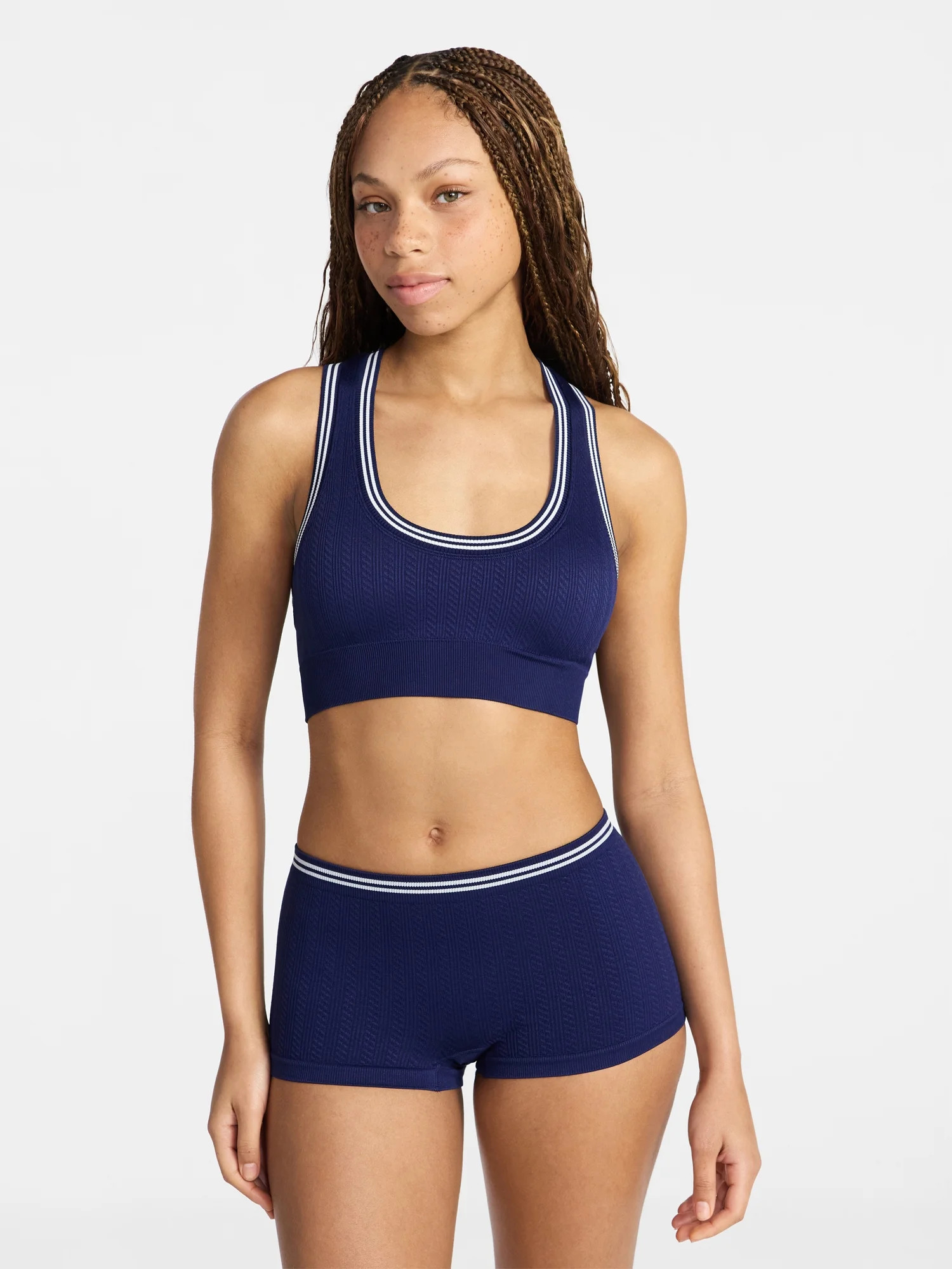 No Boundaries Seamless Racerback Bralette and Boyshort Set, 2-Piece, Women's XS-XXXL | Walmart (US)