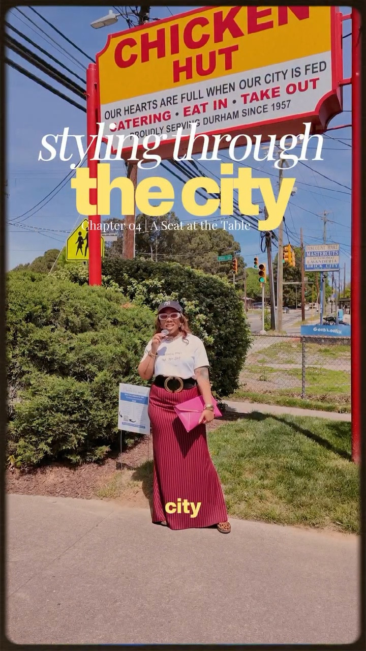 CHAPTER 04 | A SEAT AT THE TABLE

Today’s backdrop is @chickenhutdurham, Durham’s oldest Black Owned restaurant!

Founded in 1957, Chicken Hut has been a staple in Durham for generations. Originally known as The Chicken Box, the restaurant became a gathering place for Black activists during the Civil Rights Movement, providing meals to jailed protestors, placing community care at the forefront of the restaurant’s priorities.

Today, you can tell that not much about that priority has changed! It’s still good food, familiar faces, and a reminder that community can be found around every table.

As I continue styling through the city, I’m also walking through the places that helped shape it. Walk the city with me 🧡🐂