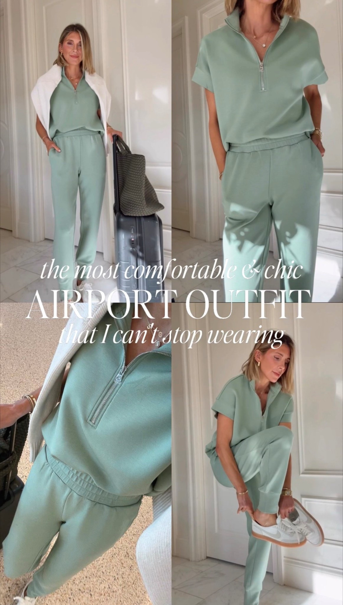 Comfy and stylish airport outfit - I'm 5'7 wearing size xs in bottoms and small in top
