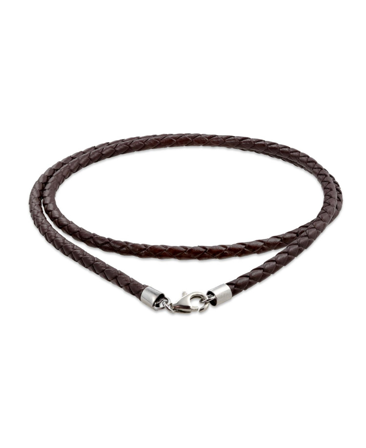 Bling Jewelry Brown Black Leather Braided Rope Weave Necklace Pendant Cords .925 Sterling Silver 14 16 18 20 24 Inch Length - Brown | Macy's