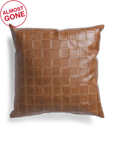 Made In Usa 22x22 Leather Look Linen Back Pillow | TJ Maxx