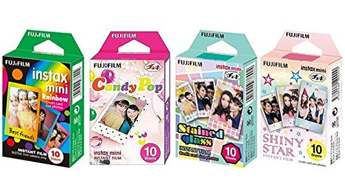 Fujifilm InstaX Mini Instant Film Rainbow & Staind Glass & Candy Pop & Shiny Star Film -10 Sheets X 4 Assort Value Set | Amazon (US)