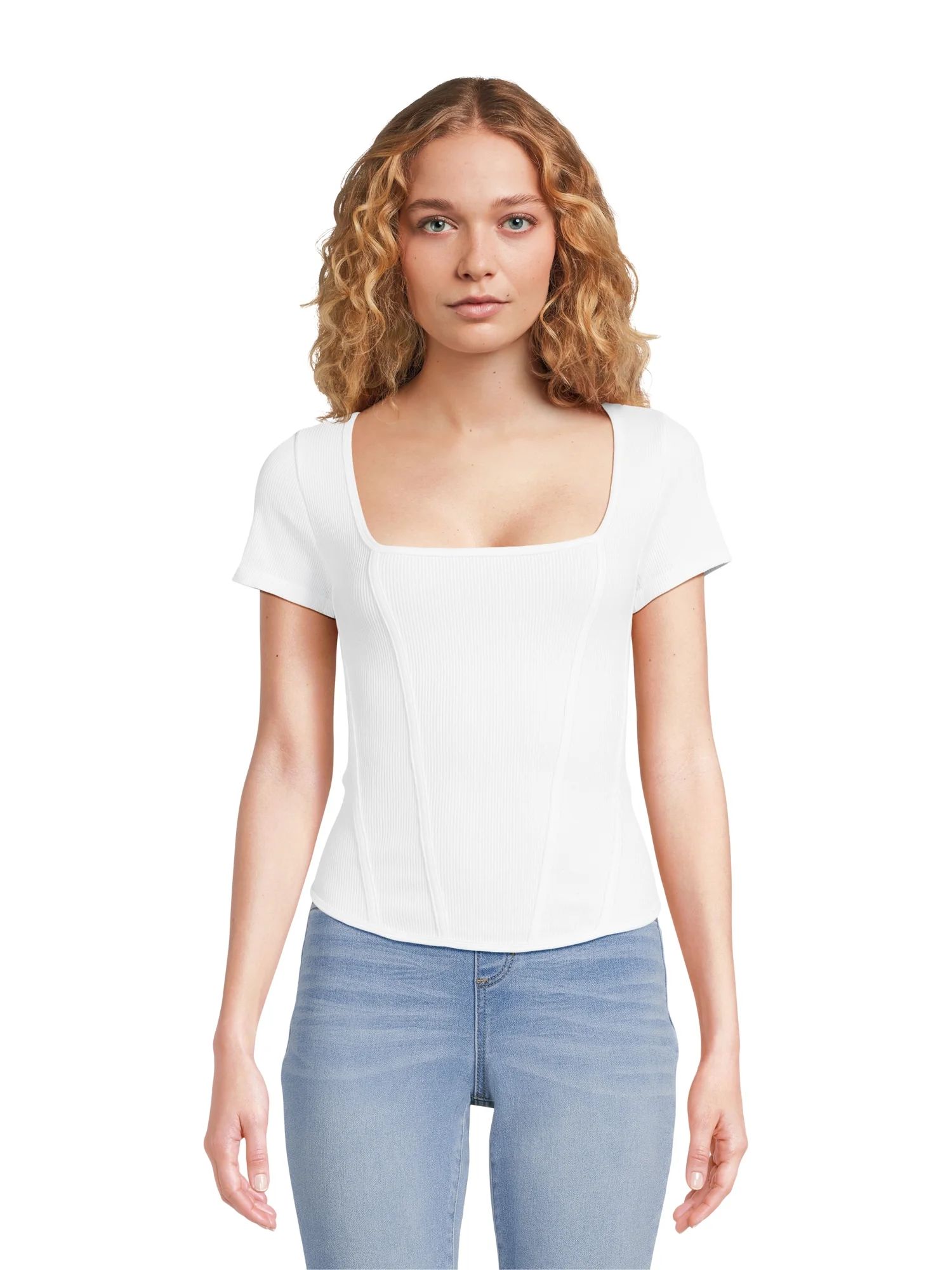 No Boundaries Juniors Corset Seamless T-Shirt | Walmart (US)