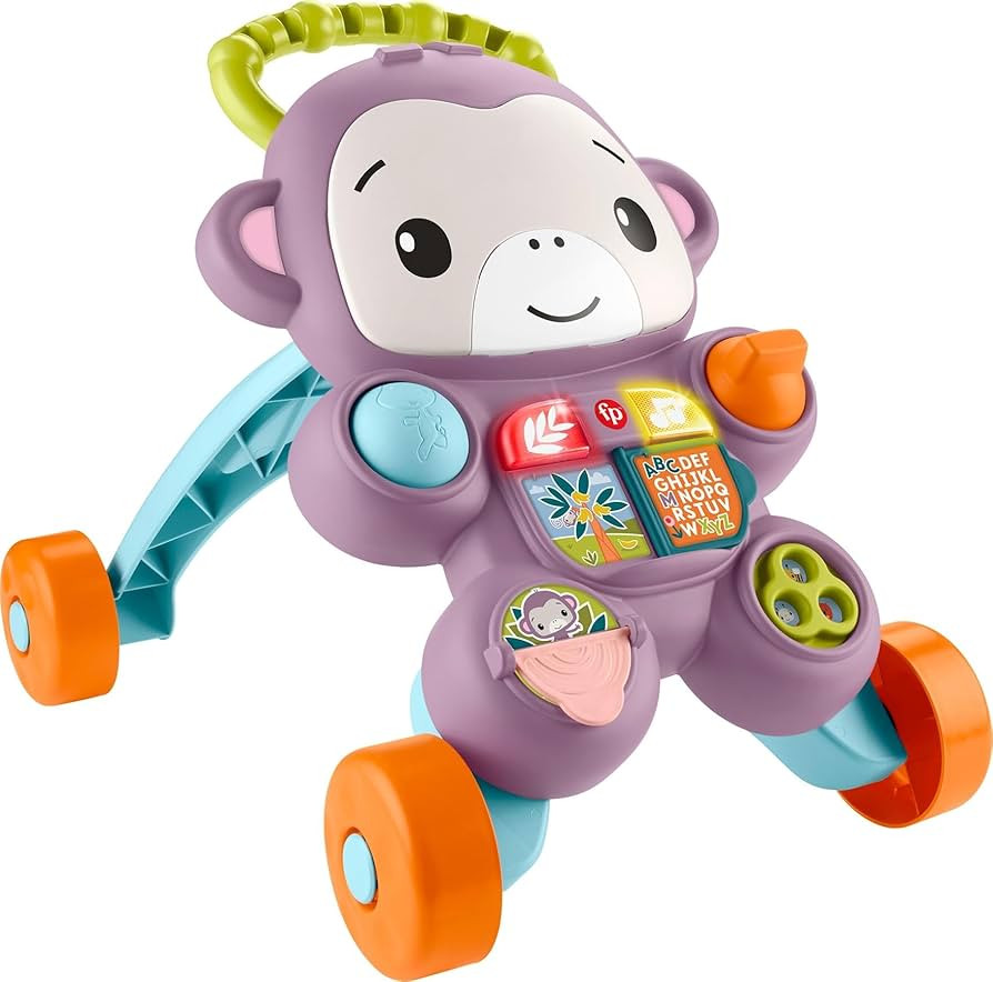 Fisher-Price Baby Push Toy Learn with Me Purple Monkey Walker Musical Learning Activity with Ligh... | Amazon (US)