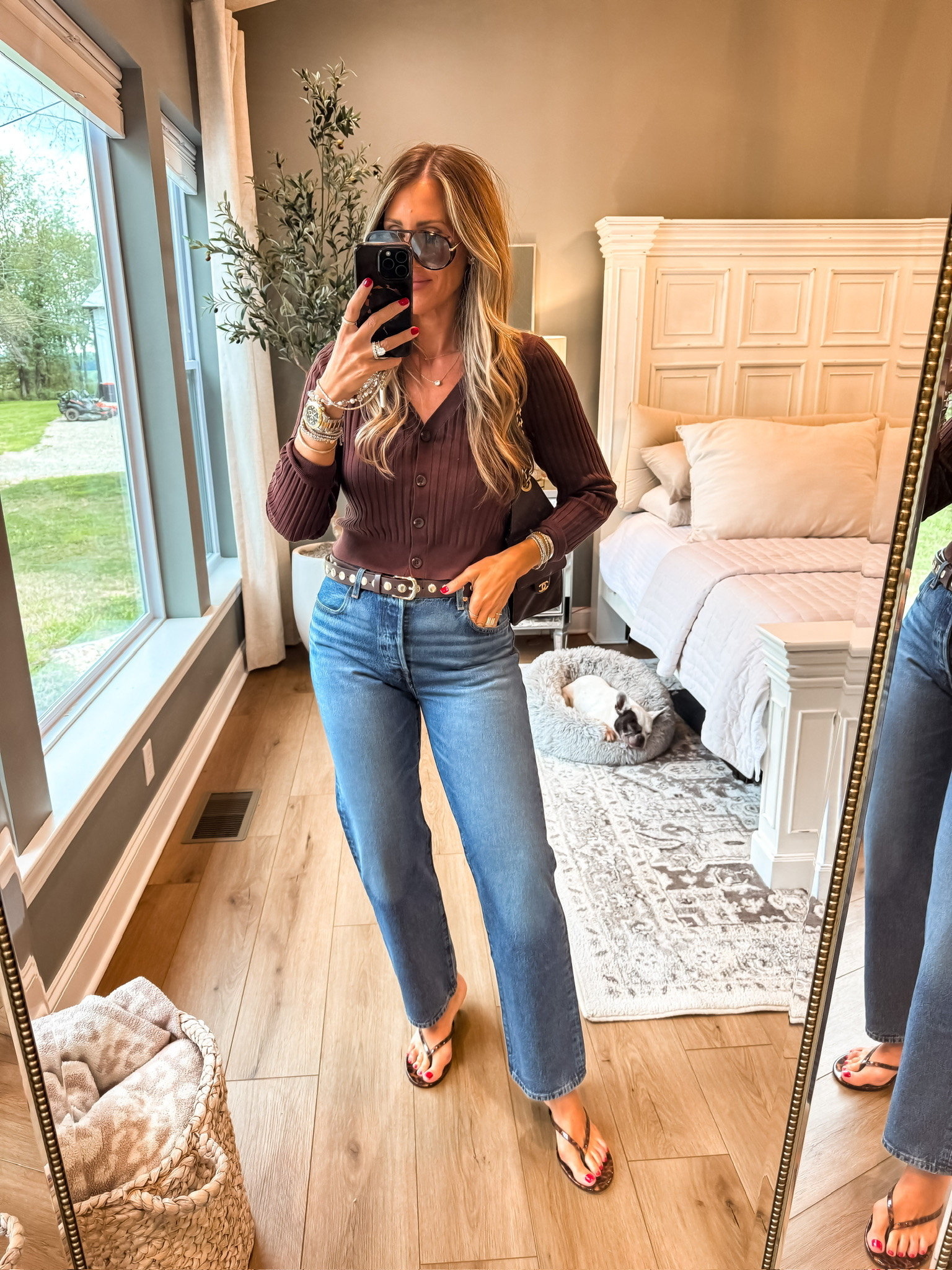 Easy everyday look!! This long sleeve blouse is so comfortable and timeless. Loving these jeans that are so flattering. 
Brown long sleeve blouse cute jeans flip flops mom approved finds Amazon fashion mom life winter style Casual date night Themominstyle 

#LTKmomlife #LTKootd #LTKSeasonal