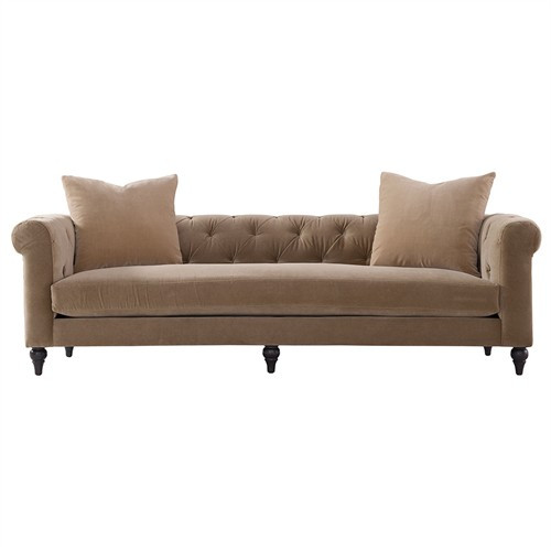 Rosehill Mocha Mist Performance Velvet Sofa - 88" | Kathy Kuo Home