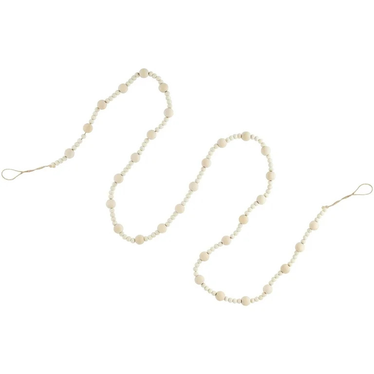 Northlight 6' Cream Wooden Beads Christmas Garland, Unlit | Walmart (US)
